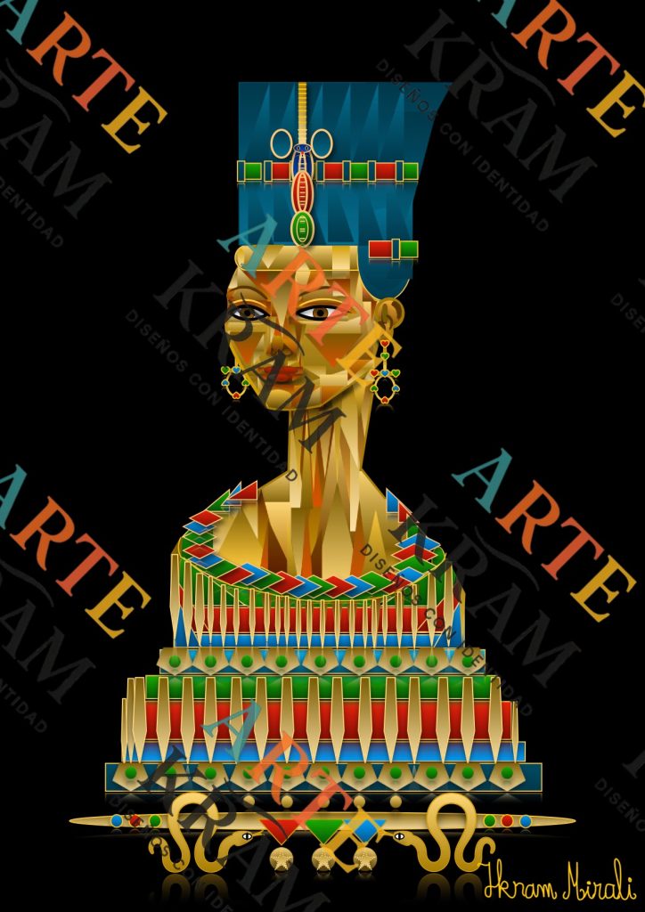 Nefertiti – Esculpida en madera y oro